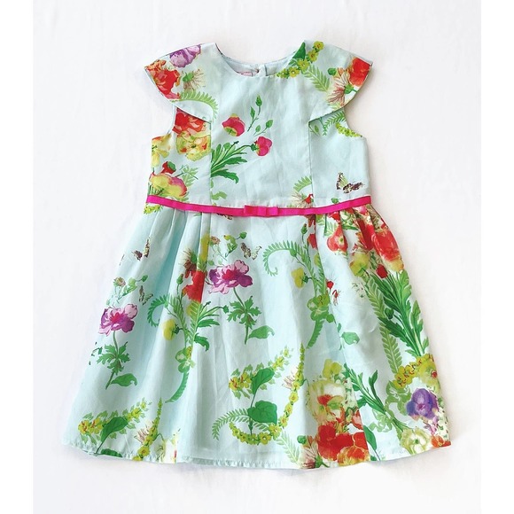 Ted Baker Toddler Girls Floral Cap Sleeve Dress Blue Size 3T
